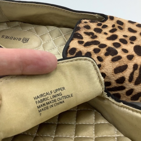 Birdies Starling Smoking Slipper in Cheetah Print Calf Hair Quilted Flats Size 7 - Picture 16 of 16